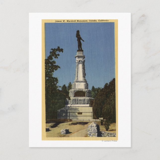 James W. Marshall Monument View # 2 Postcard (Front)