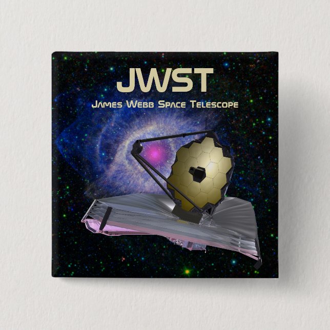 James Webb Space Telescope JWST 2 Inch Square Button (Front)