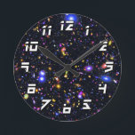 James Webb Space Telescope Simulation - Pop Art Round Clock<br><div class="desc">An enhanced pop art simulation of James Webb Space Telescope's field of view shows billions of galaxies with unprecedented clarity.</div>