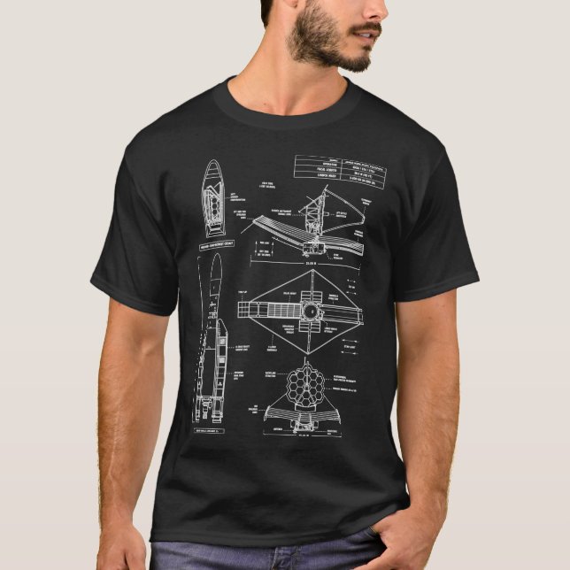 James Webb Space Telescope (White Stencil-No Backg T-Shirt (Front)