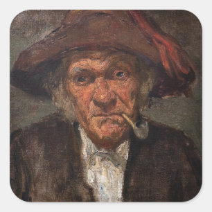 James Whistler - Man Smoking a Pipe Square Sticker