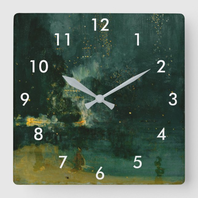 James Whistler - Nocturne in Black and Gold Square Wall Clock (Front)