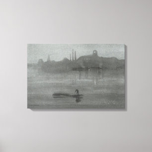 James Whistler - Nocturne: The Thames at Battersea Canvas Print