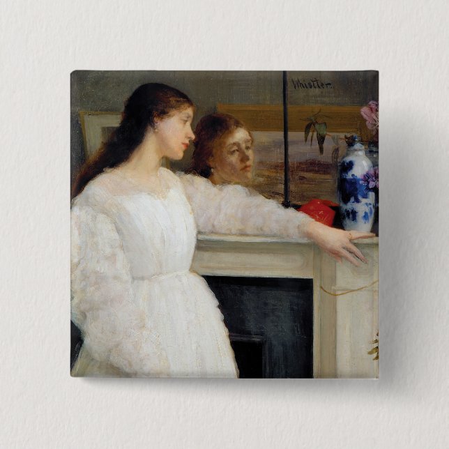 James Whistler - Symphony in White No. 2 Inch Square Button (Front)