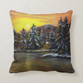 James' Winter Cabin by Ave Hurley Throw Pillow