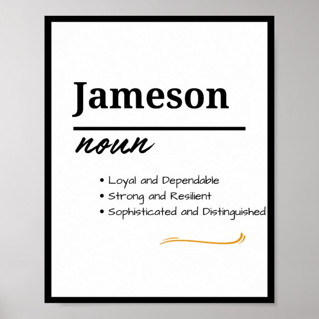 Jameson, Boy Personalized Name Definition Poster (Front)