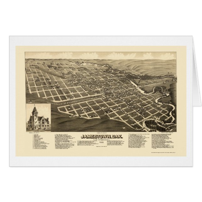 Jamestown, ND Panoramic Map - 1883 (Front Horizontal)