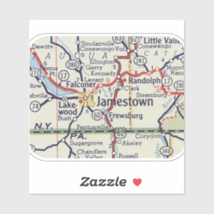 Jamestown New York Vintage Map