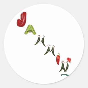 Jammin' Chili Peppers Classic Round Sticker