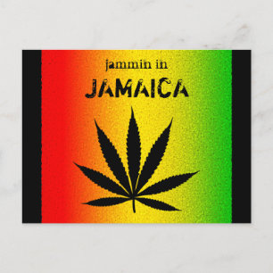 Jammin en Jamaïque Black Reggae Rasta Leaf carte p