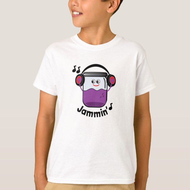 Jammin' Jam Jar With Headphone T-shirt (Front)