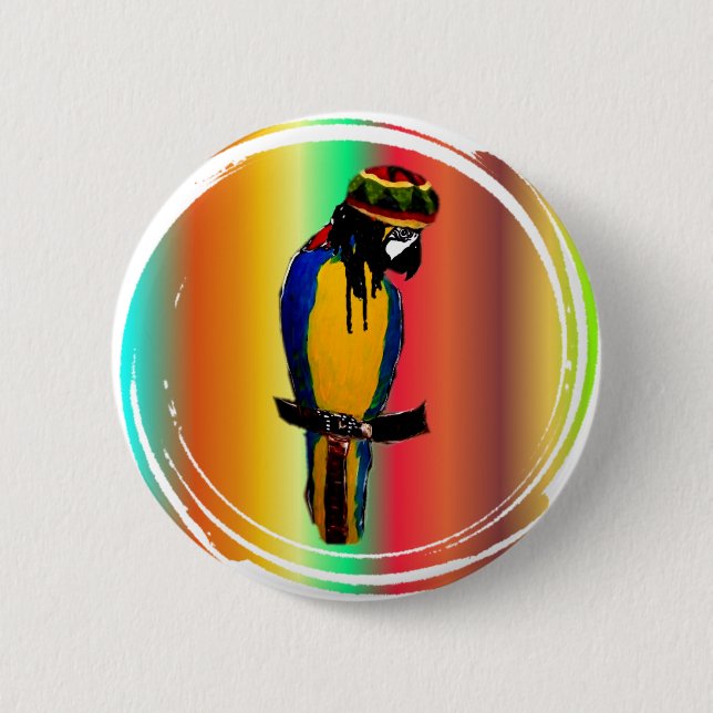 JAMMIN PARROT 2 INCH ROUND BUTTON (Front)