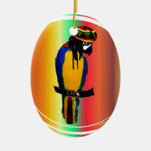 JAMMIN PARROT CERAMIC ORNAMENT