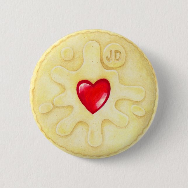 Jammy Dodger Biscuit Illustration Badge 2 Inch Round Button (Front)
