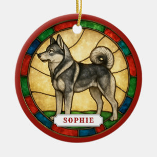 Jamthund Swedish Elkhound Ceramic Circle Ornament