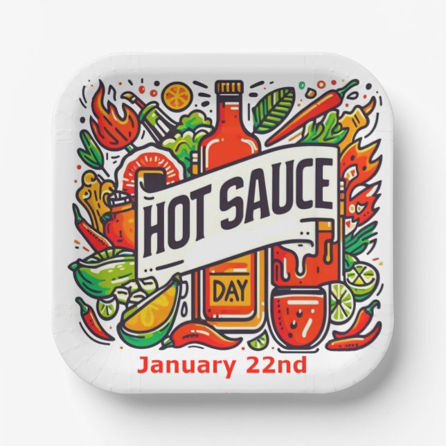 Jan 22nd - Hot Sauce Day Paper Plate (Front)
