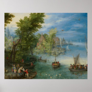 Jan Brueghel the Elder - River Landscape Poster