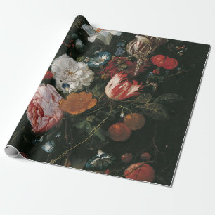 Jan Davidsz De Heem - Flowers In A Glass Vase Wrapping Paper