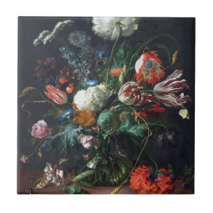 Jan Davidsz de Heem Vase of Flowers Tile