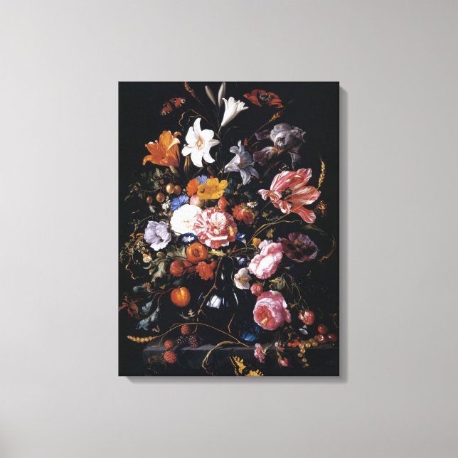 Jan Davidsz de Heem's vase of vibrant flowers Canvas Print (Front)