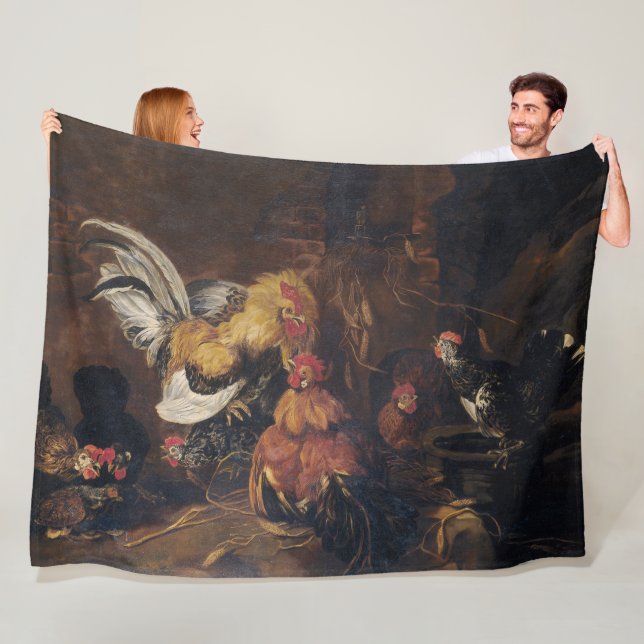 Jan Fyt  Cockfight Fleece Blanket (In Situ)