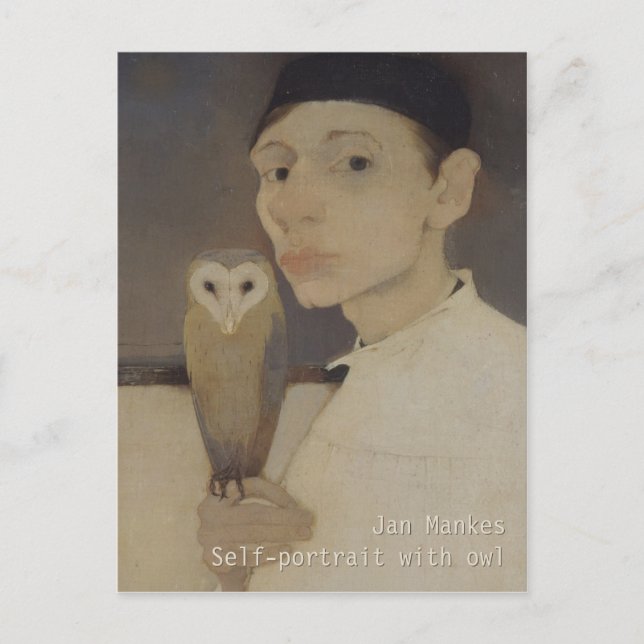 Jan Mankes Self-portrait with owl CC0687 Postcard (Front)
