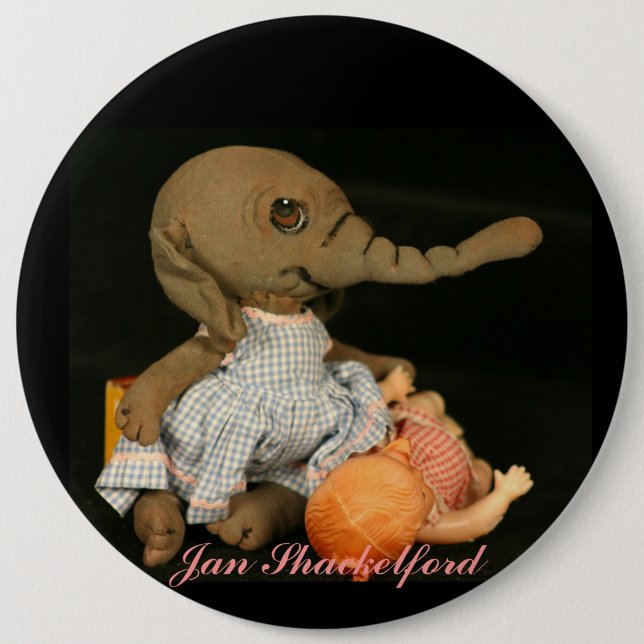 Jan Shackelford  ELEPHANT Gita 6 Inch Round Button (Front)