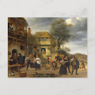 Jan Steen- Peasants before an Inn Postcard