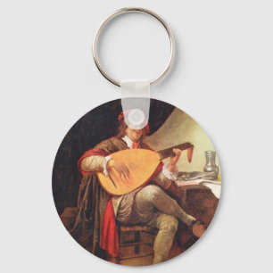 Jan Steen. Self-portrait playing the lute Keychain