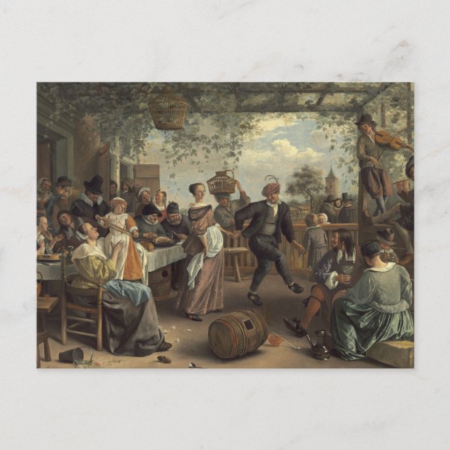 jan steen the dancing couple postcard (Front)