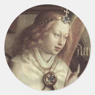 Jan van Eyck Angel, Genter Altar Fine Vintage Classic Round Sticker