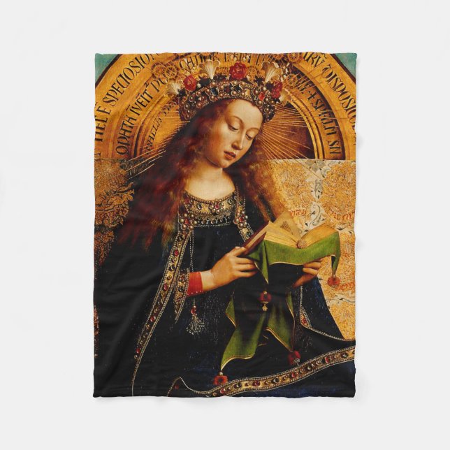 Jan van Eyck - Virgin Mary Fine Art Collection Fleece Blanket (Front)