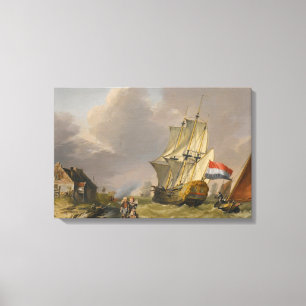 Jan van Os - Shipping In A Storm Off The Coast Canvas Print