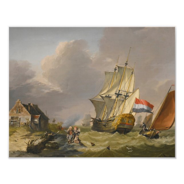 Jan van Os - Shipping In A Storm Off The Coast Photo Print (Front)