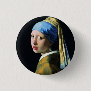 Jan Vermeer Girl With A Pearl Earring Baroque Art 1 Inch Round Button