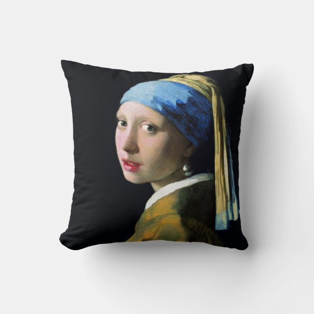 Jan Vermeer Girl With A Pearl Earring Baroque Art Throw Pillow (Front)