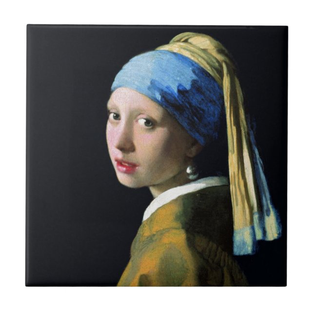 Jan Vermeer Girl With A Pearl Earring Baroque Art Tile (Front)