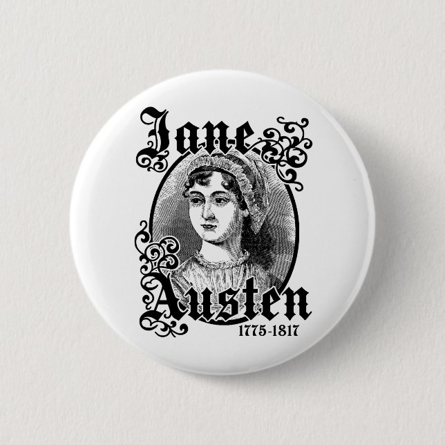 Jane Austen 2 Inch Round Button (Front)