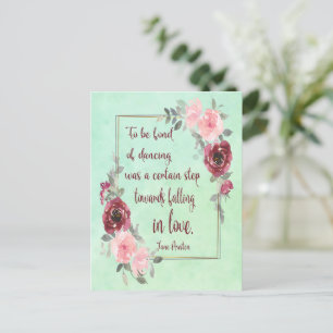 Jane Austen Citation Aimer danser Carte postale