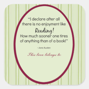 Jane Austen Customized Bookplate Square Sticker