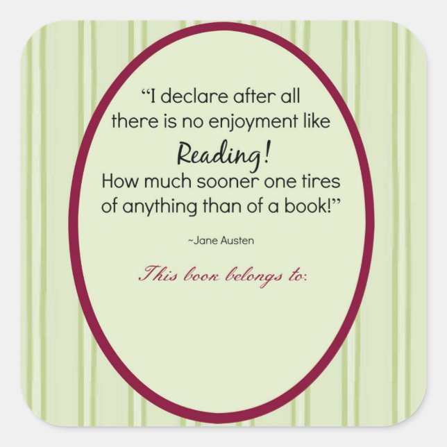 Jane Austen Customized Bookplate Square Sticker (Front)