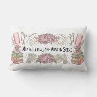 Jane Austen Cute Pillow, Readers Gift, Book Lover Lumbar Pillow