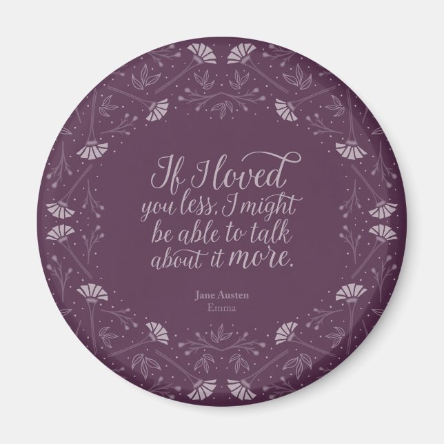 Jane Austen Emma Purple Floral Love Magnet (Front)