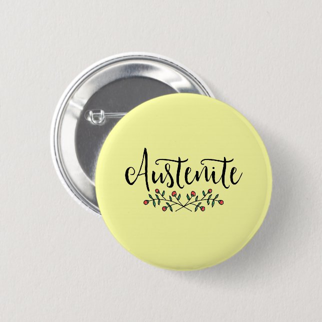 Jane Austen Floral Austenite 2 Inch Round Button (Front & Back)