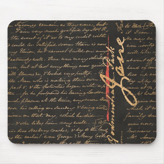 Jane Austen Handwriting Mouse Pad (Front)