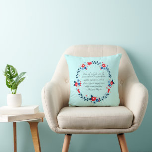 Jane Austen Happiness Quote, Pride and Prejudice Throw Pillow