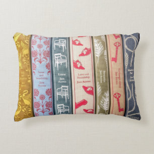 Jane Austen Home Walllpaper and Books Accent Pillow