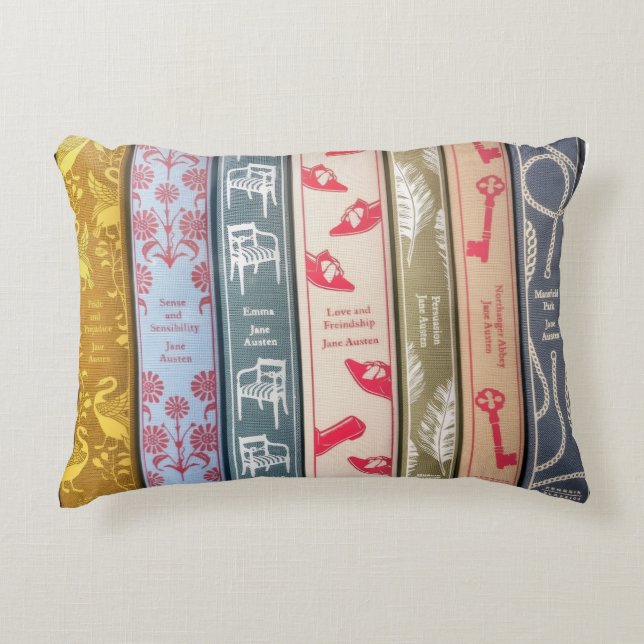 Jane Austen Home Walllpaper and Books Accent Pillow (Front)