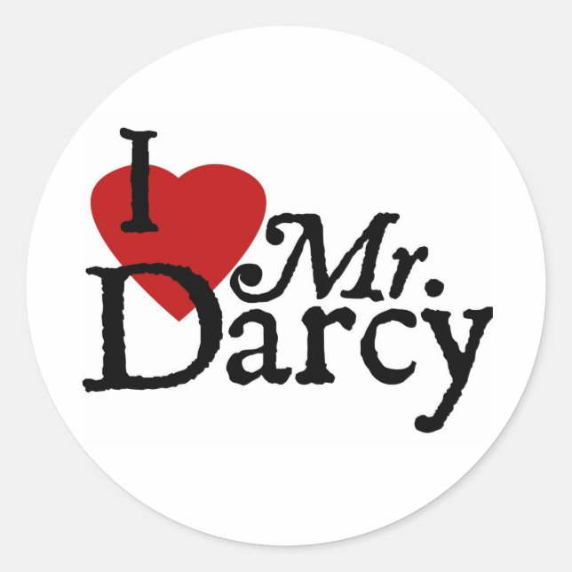 Jane Austen I LOVE Mr. Darcy Classic Round Sticker (Front)