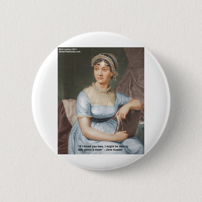 Jane Austen Loved U Less Quote On Gifts & Cards 2 Inch Round Button (Front)